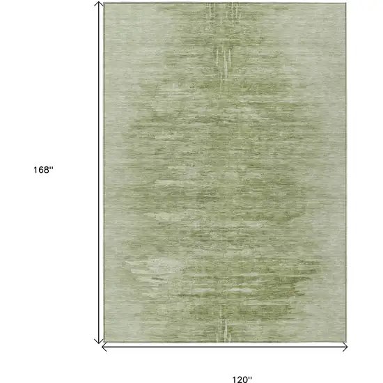 Artichoke Green And Fern Green Abstract Washable Indoor Outdoor Area Rug Photo 3