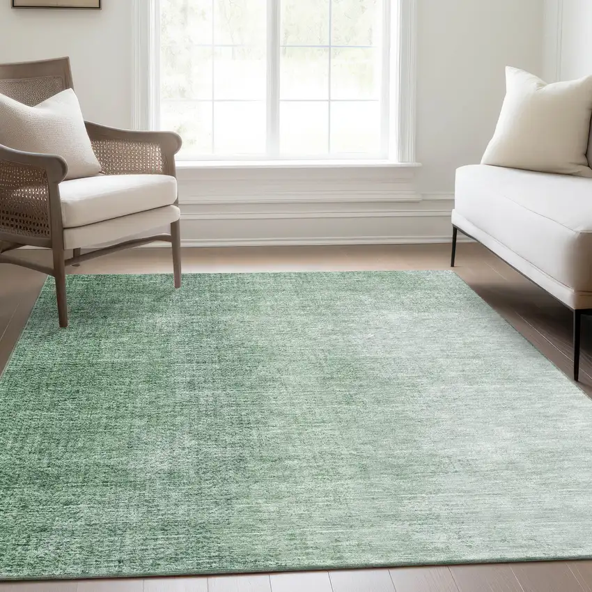 Artichoke Green And Fern Green Abstract Washable Indoor Outdoor Area Rug Photo 9