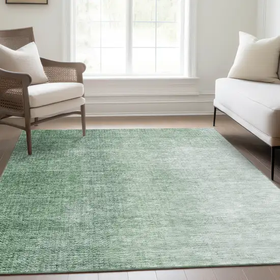 Artichoke Green And Fern Green Abstract Washable Indoor Outdoor Area Rug Photo 9