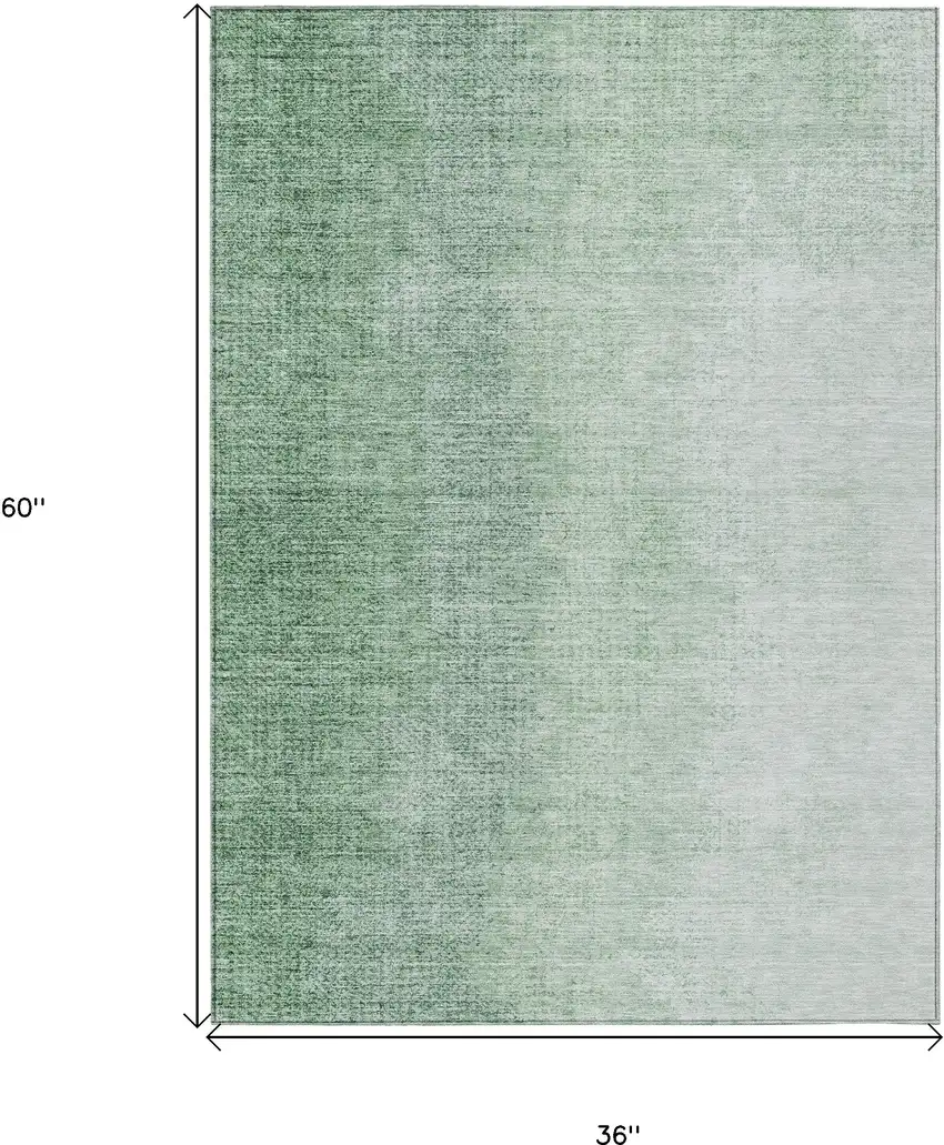Artichoke Green And Fern Green Abstract Washable Indoor Outdoor Area Rug Photo 3