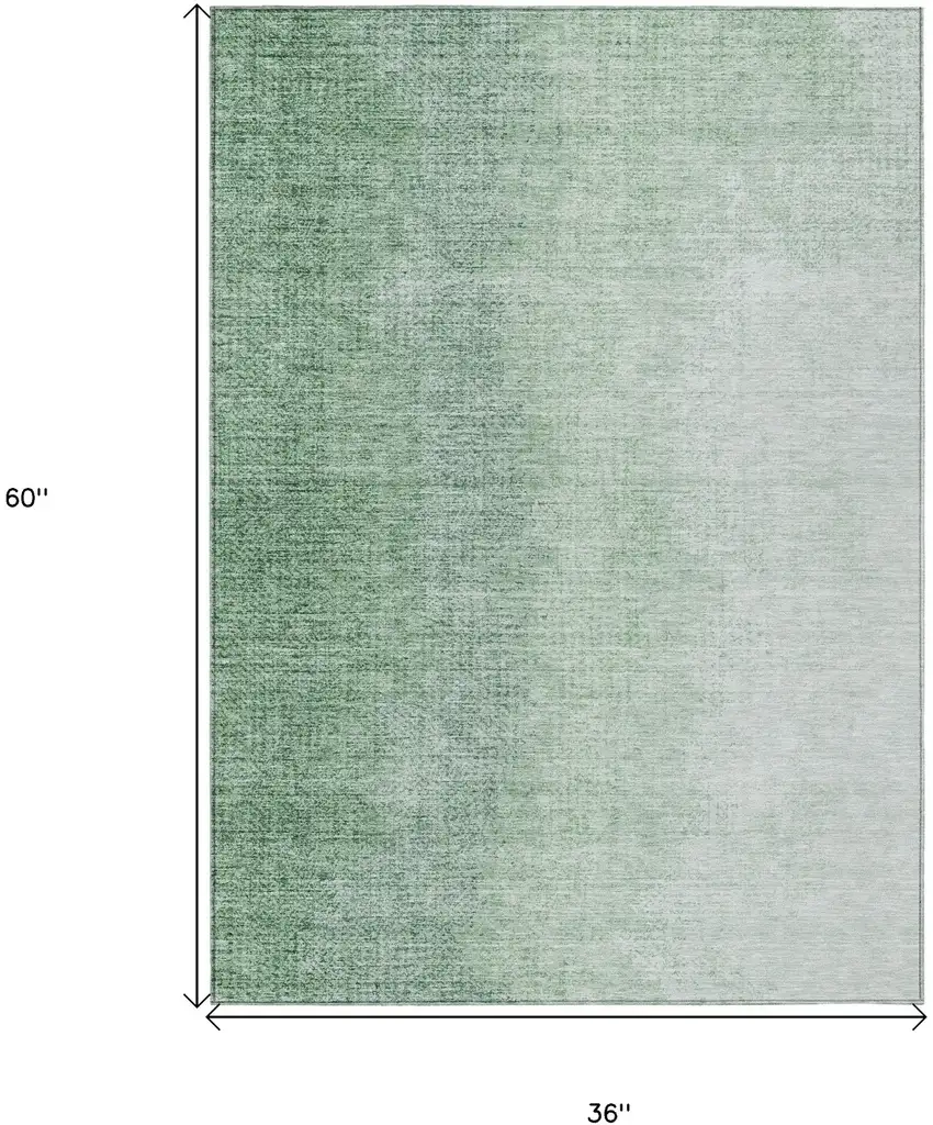 Artichoke Green And Fern Green Abstract Washable Indoor Outdoor Area Rug Photo 3