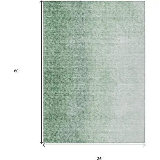 Artichoke Green And Fern Green Abstract Washable Indoor Outdoor Area Rug Photo 3