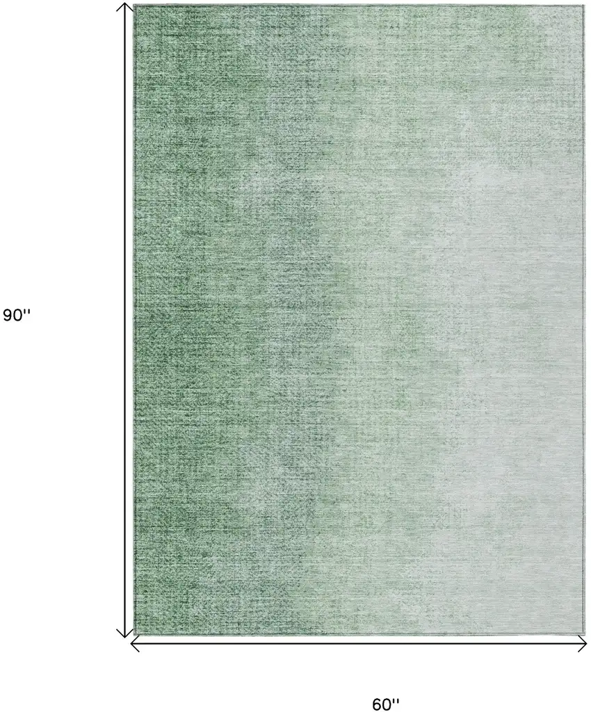 Artichoke Green And Fern Green Abstract Washable Indoor Outdoor Area Rug Photo 3