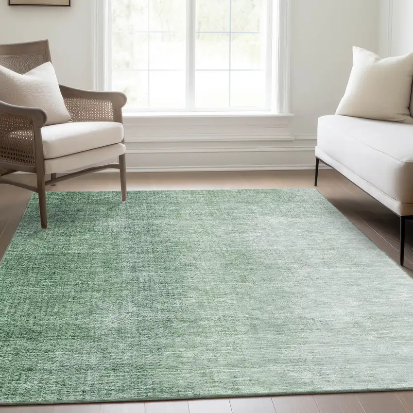 Artichoke Green And Fern Green Abstract Washable Indoor Outdoor Area Rug Photo 9
