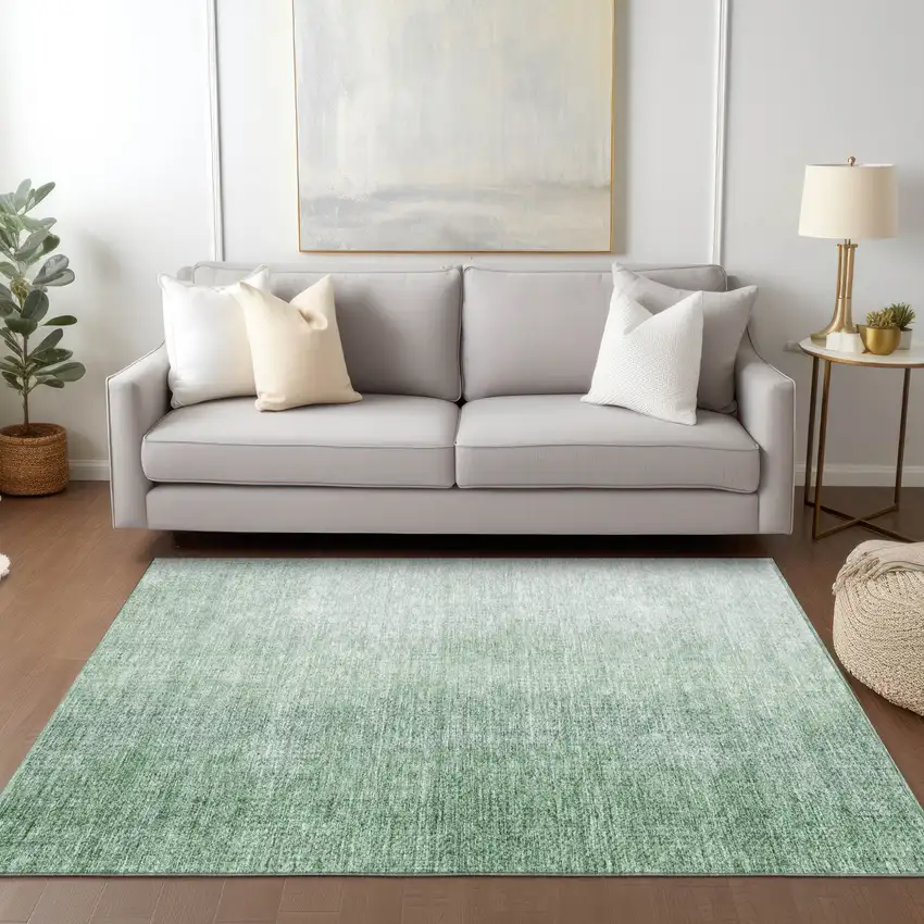 Artichoke Green And Fern Green Abstract Washable Indoor Outdoor Area Rug Photo 9