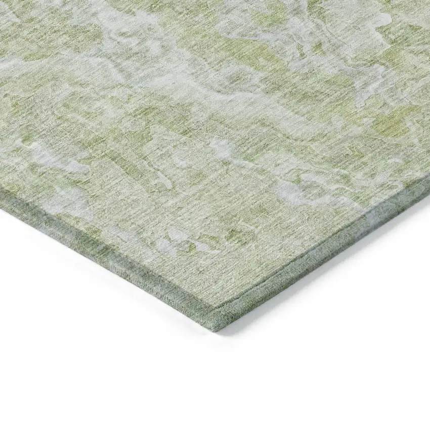 Artichoke Green And Fern Green Abstract Washable Indoor Outdoor Area Rug Photo 5