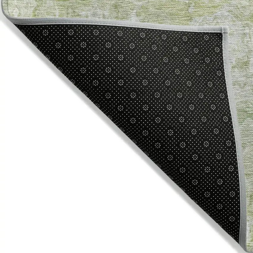 Artichoke Green And Fern Green Abstract Washable Indoor Outdoor Area Rug Photo 4