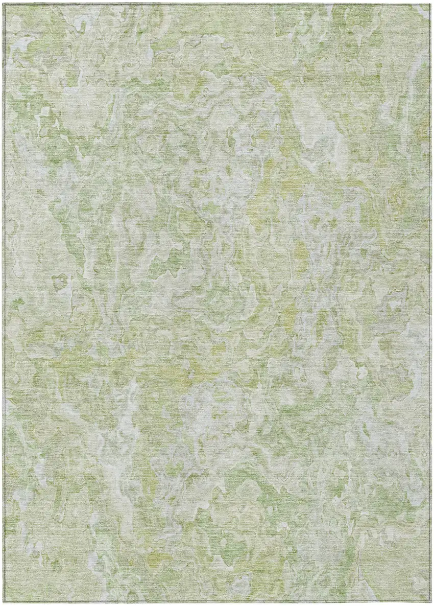 Artichoke Green And Fern Green Abstract Washable Indoor Outdoor Area Rug Photo 2