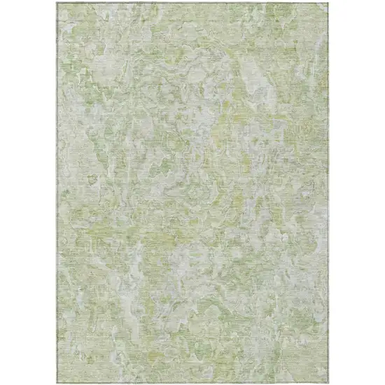 Artichoke Green And Fern Green Abstract Washable Indoor Outdoor Area Rug Photo 2