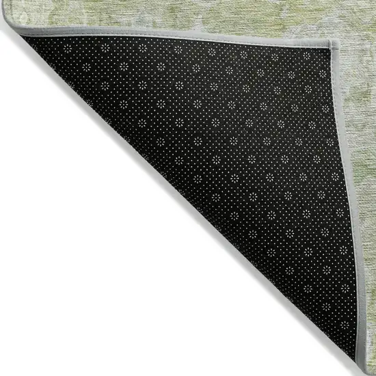 Artichoke Green And Fern Green Abstract Washable Indoor Outdoor Area Rug Photo 4