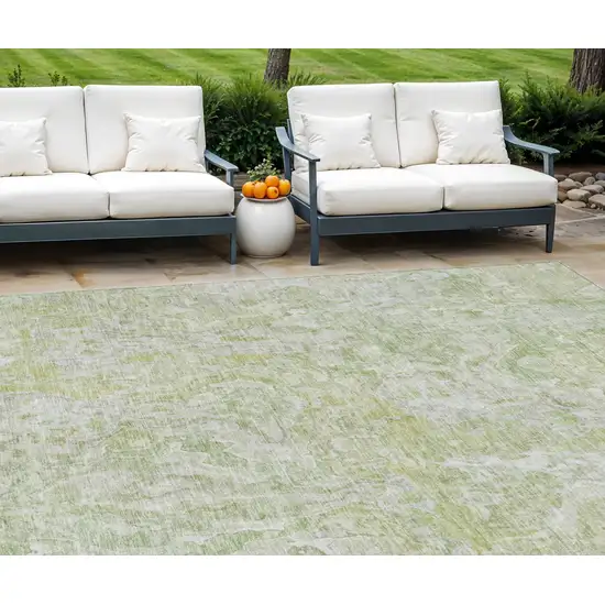 Artichoke Green And Fern Green Abstract Washable Indoor Outdoor Area Rug Photo 1
