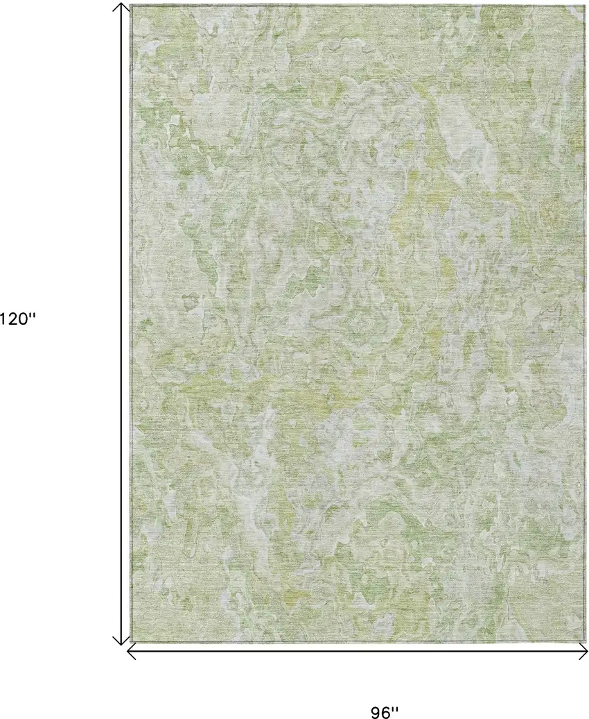 Artichoke Green And Fern Green Abstract Washable Indoor Outdoor Area Rug Photo 3