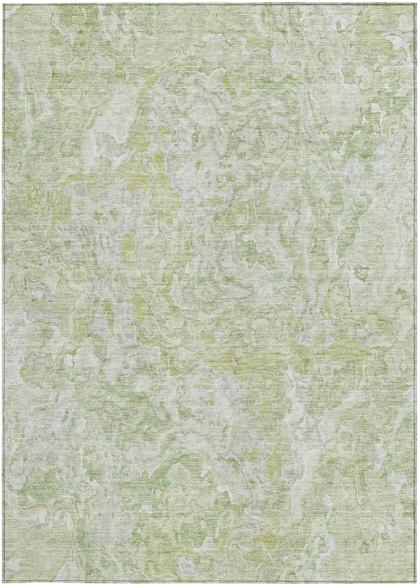 Artichoke Green And Fern Green Abstract Washable Indoor Outdoor Area Rug Photo 7
