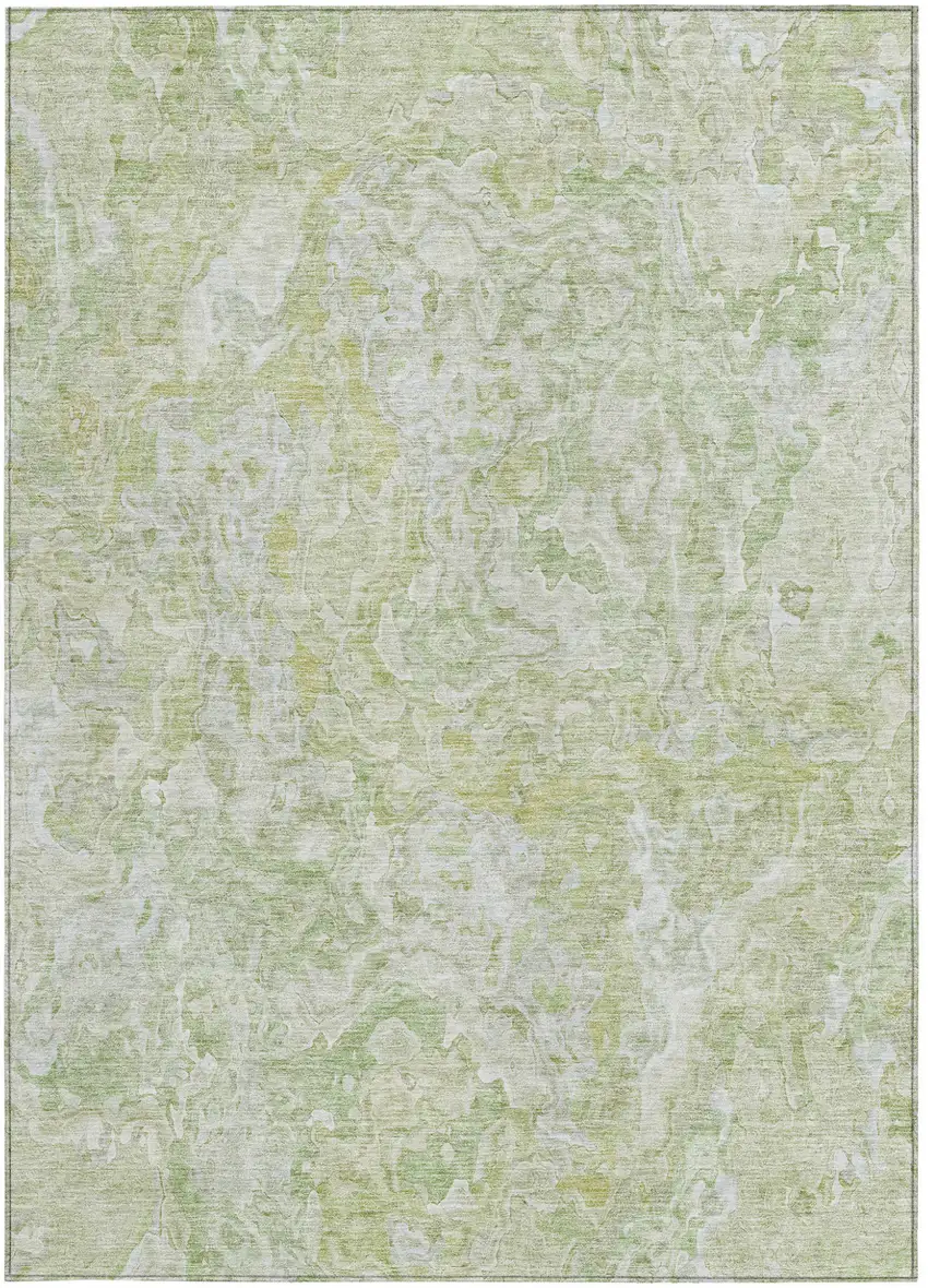 Artichoke Green And Fern Green Abstract Washable Indoor Outdoor Area Rug Photo 7