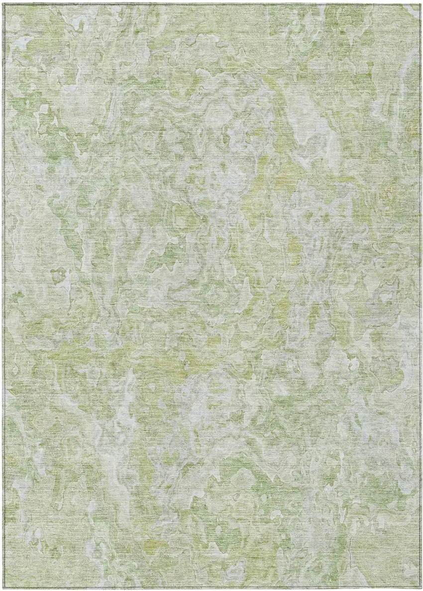 Artichoke Green And Fern Green Abstract Washable Indoor Outdoor Area Rug Photo 2