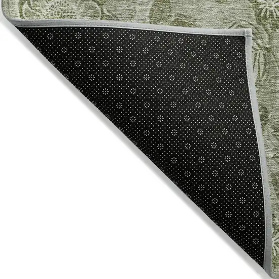 Artichoke Green And Fern Green Floral Washable Indoor Outdoor Area Rug Photo 8