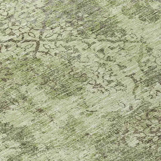 Artichoke Green And Fern Green Floral Washable Indoor Outdoor Area Rug Photo 7