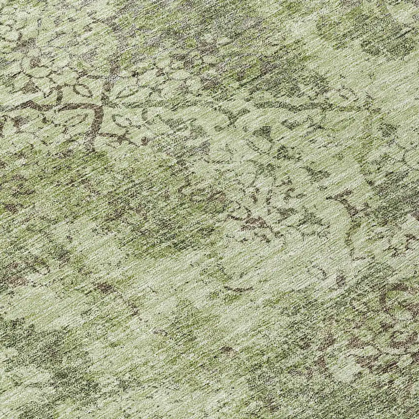 Artichoke Green And Fern Green Floral Washable Indoor Outdoor Area Rug Photo 7