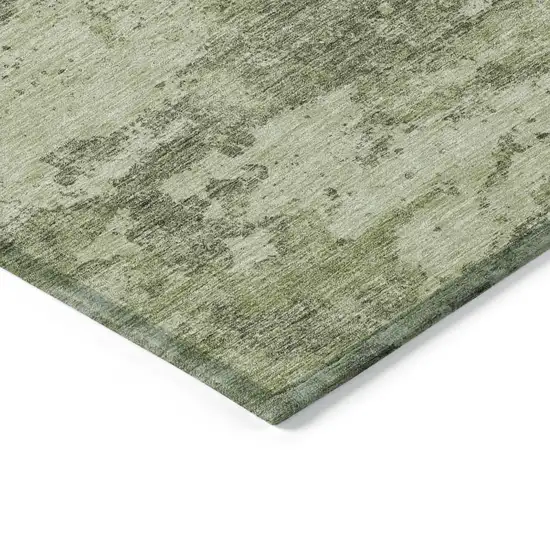 Artichoke Green And Fern Green Floral Washable Indoor Outdoor Area Rug Photo 4