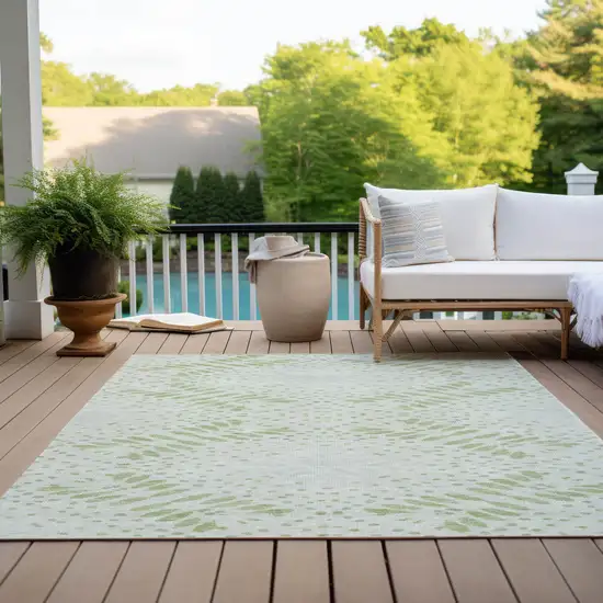 Artichoke Green And Fern Green Floral Washable Indoor Outdoor Area Rug Photo 9