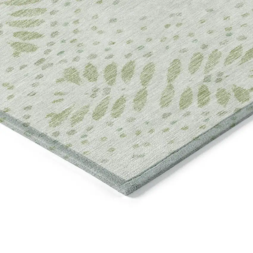 Artichoke Green And Fern Green Floral Washable Indoor Outdoor Area Rug Photo 5