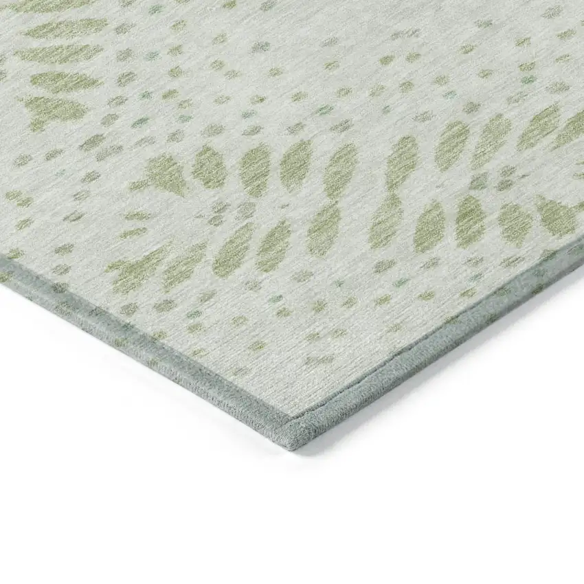 Artichoke Green And Fern Green Floral Washable Indoor Outdoor Area Rug Photo 5