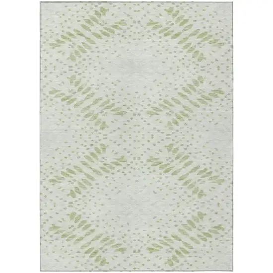 Artichoke Green And Fern Green Floral Washable Indoor Outdoor Area Rug Photo 2