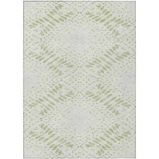 Artichoke Green And Fern Green Floral Washable Indoor Outdoor Area Rug Photo 2