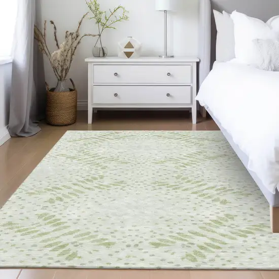 Artichoke Green And Fern Green Floral Washable Indoor Outdoor Area Rug Photo 7