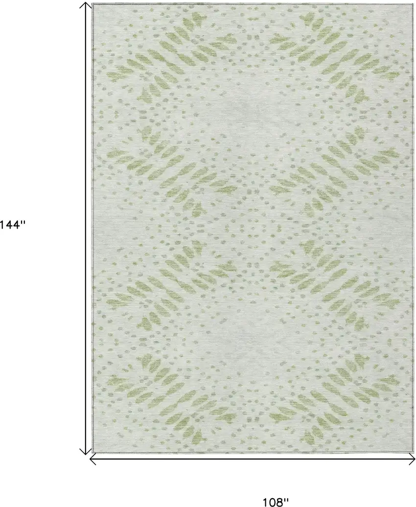 Artichoke Green And Fern Green Floral Washable Indoor Outdoor Area Rug Photo 3