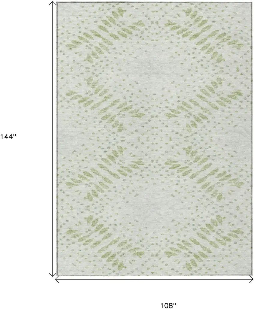 Artichoke Green And Fern Green Floral Washable Indoor Outdoor Area Rug Photo 3