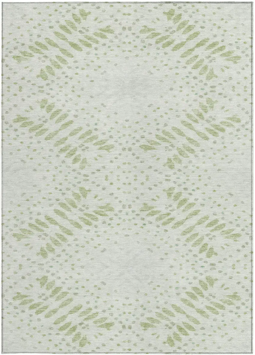 Artichoke Green And Fern Green Floral Washable Indoor Outdoor Area Rug Photo 6