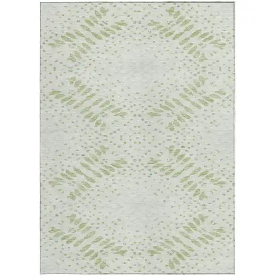 Artichoke Green And Fern Green Floral Washable Indoor Outdoor Area Rug Photo 6
