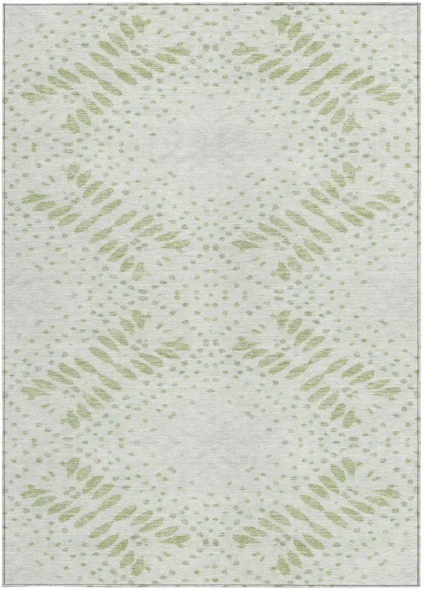 Artichoke Green And Fern Green Floral Washable Indoor Outdoor Area Rug Photo 6