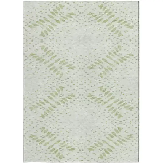 Artichoke Green And Fern Green Floral Washable Indoor Outdoor Area Rug Photo 6
