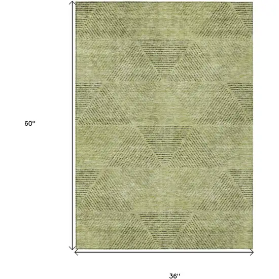 Artichoke Green And Fern Green Geometric Washable Indoor Outdoor Area Rug Photo 7