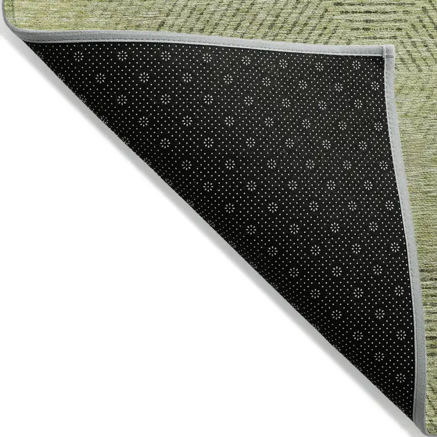 Artichoke Green And Fern Green Geometric Washable Indoor Outdoor Area Rug Photo 3
