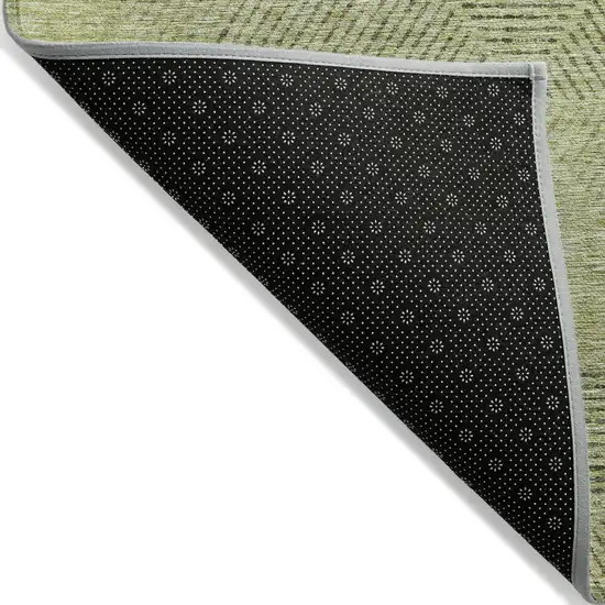 Artichoke Green And Fern Green Geometric Washable Indoor Outdoor Area Rug Photo 3