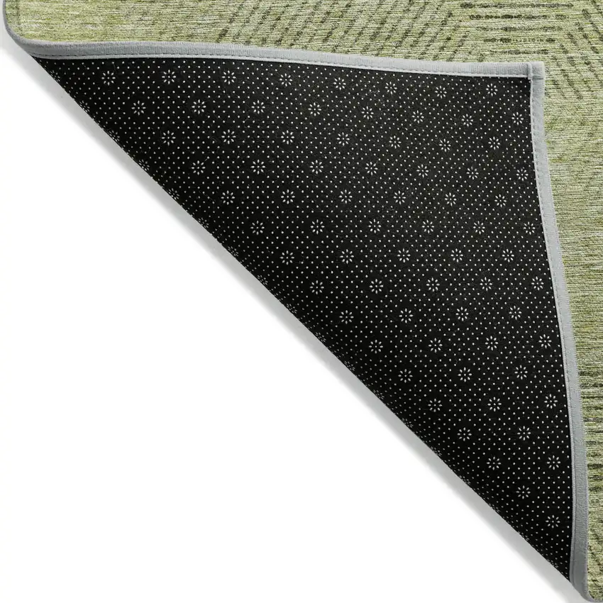 Artichoke Green And Fern Green Geometric Washable Indoor Outdoor Area Rug Photo 3