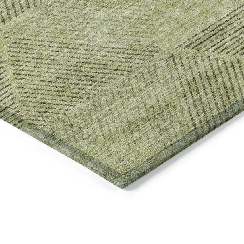 Artichoke Green And Fern Green Geometric Washable Indoor Outdoor Area Rug Photo 4