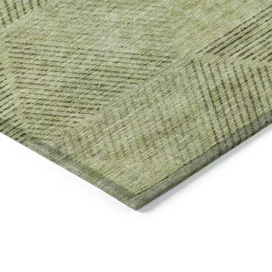 Artichoke Green And Fern Green Geometric Washable Indoor Outdoor Area Rug Photo 4