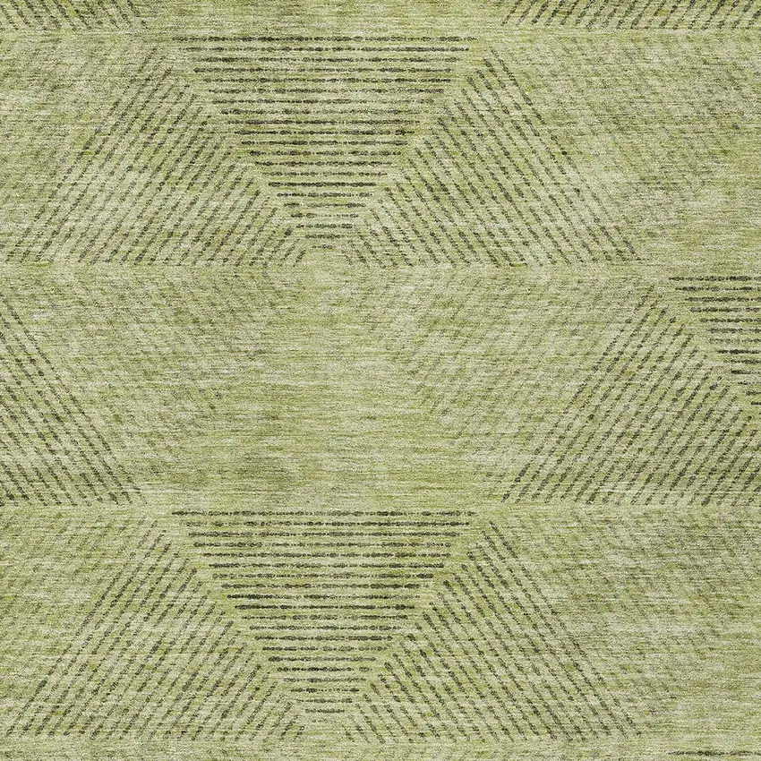 Artichoke Green And Fern Green Geometric Washable Indoor Outdoor Area Rug Photo 5