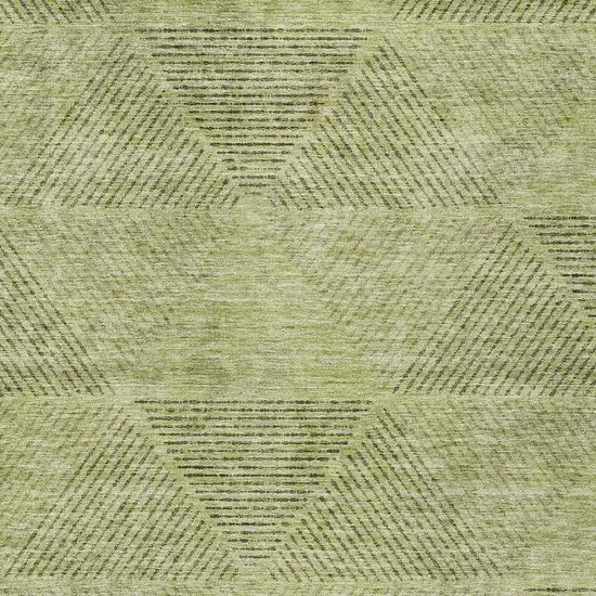 Artichoke Green And Fern Green Geometric Washable Indoor Outdoor Area Rug Photo 5