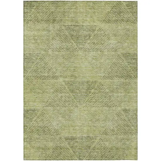 Artichoke Green And Fern Green Geometric Washable Indoor Outdoor Area Rug Photo 2