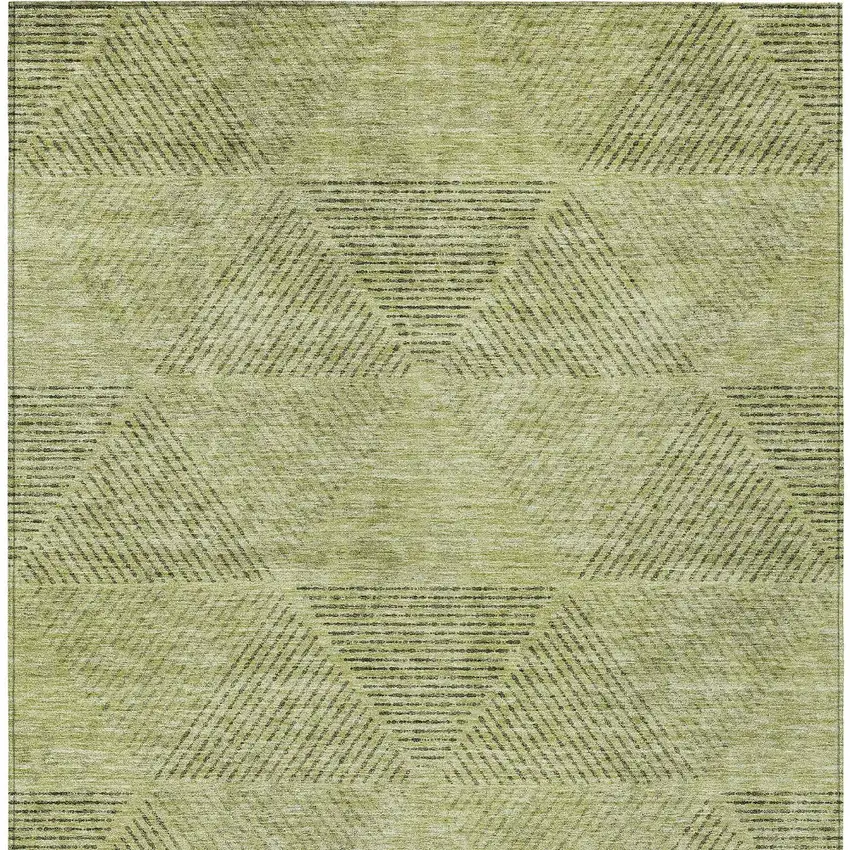 Artichoke Green And Fern Green Geometric Washable Indoor Outdoor Area Rug Photo 6