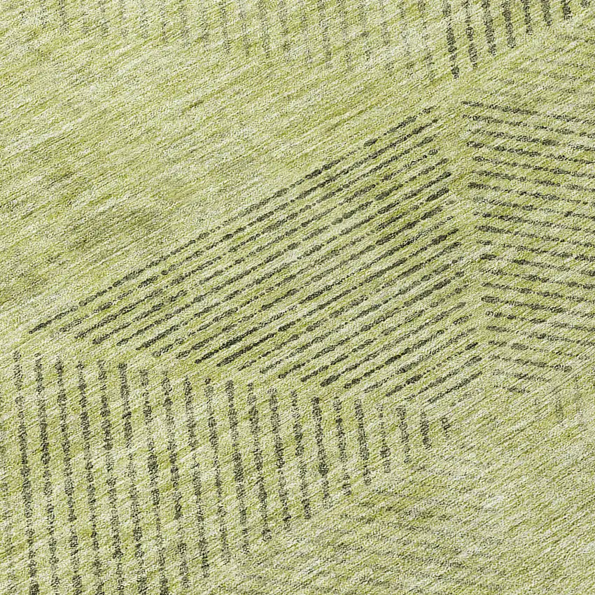 Artichoke Green And Fern Green Geometric Washable Indoor Outdoor Area Rug Photo 8