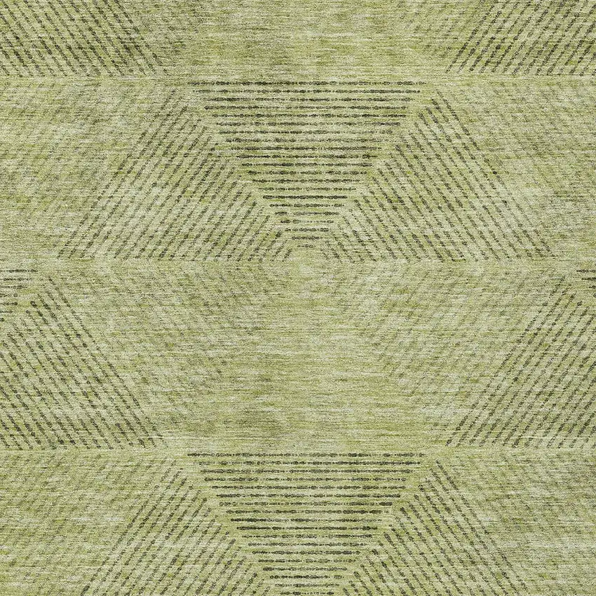 Artichoke Green And Fern Green Geometric Washable Indoor Outdoor Area Rug Photo 6