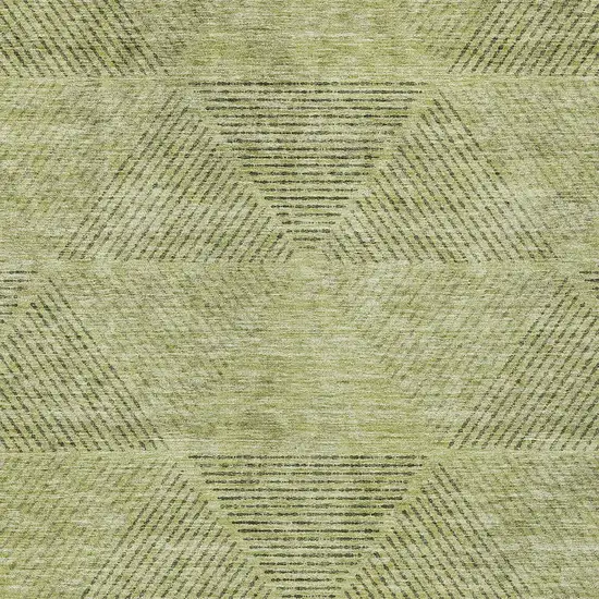 Artichoke Green And Fern Green Geometric Washable Indoor Outdoor Area Rug Photo 6