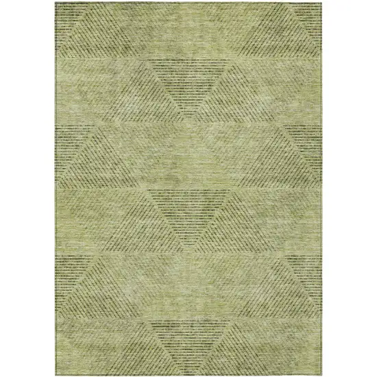 Artichoke Green And Fern Green Geometric Washable Indoor Outdoor Area Rug Photo 2