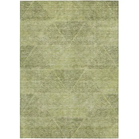 Artichoke Green And Fern Green Geometric Washable Indoor Outdoor Area Rug Photo 7